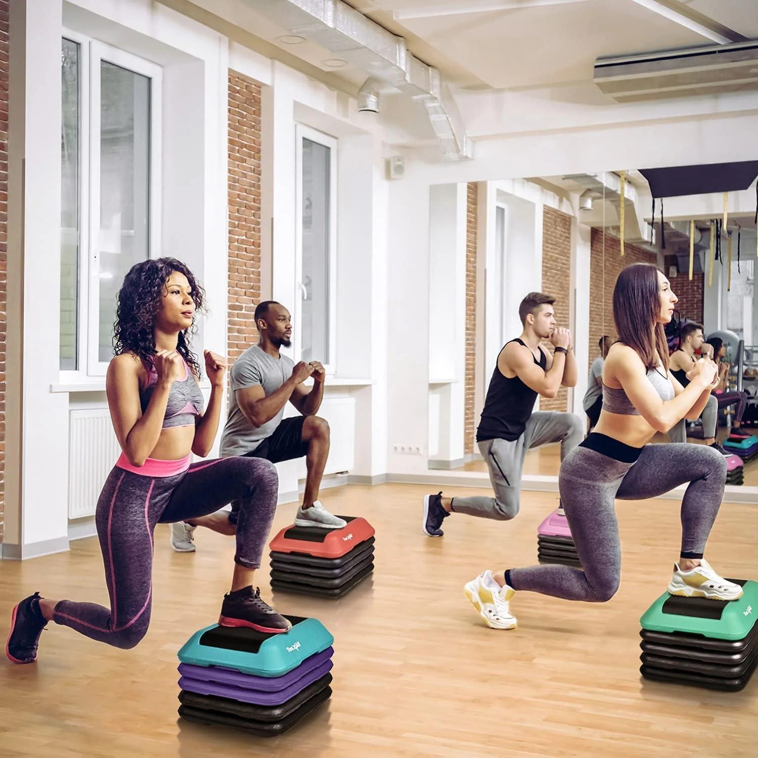 imageYes4All 16quotx16quot Adjustable High Step Aerobic Platform with 4 Risers HeightAdjustable 4quot681012quot Step Aerobics Platform for Home Gym Exercise Fitness Workout