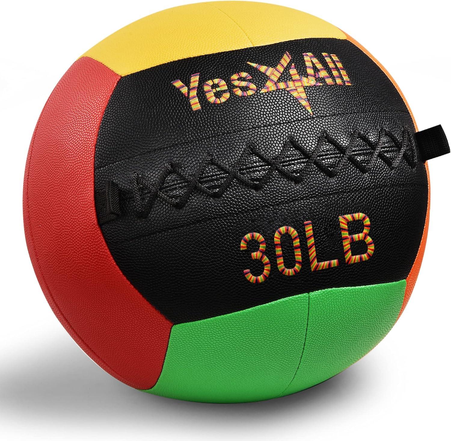 imageYes4All Wall Ball Soft Leather Weighted Iron Sand Ball for Dynamic Multifunctional Exercise 6 LB 30 LBC Premium Vibrant