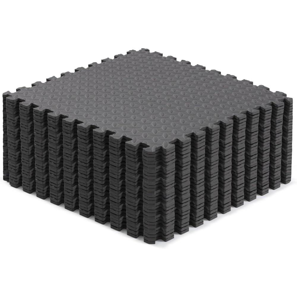 imageYes4All 24SQFT120SQFT Puzzle Exercise Mat for Home Gym EVA Interlocking Foam Floor Tiles with Border for Workout EquipmentGrey