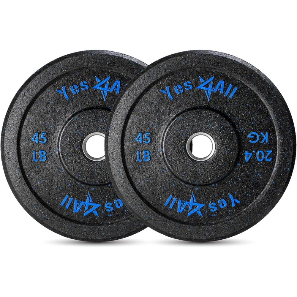 imageYes4All 2quot Bumper Plate 10190 LB Olympic Rubber Weight Plate with Steel Hub for WeightLifting Strength Training Home Gym Less Impact Absorb Bounce ampamp Shock Multiple Options2x45LB