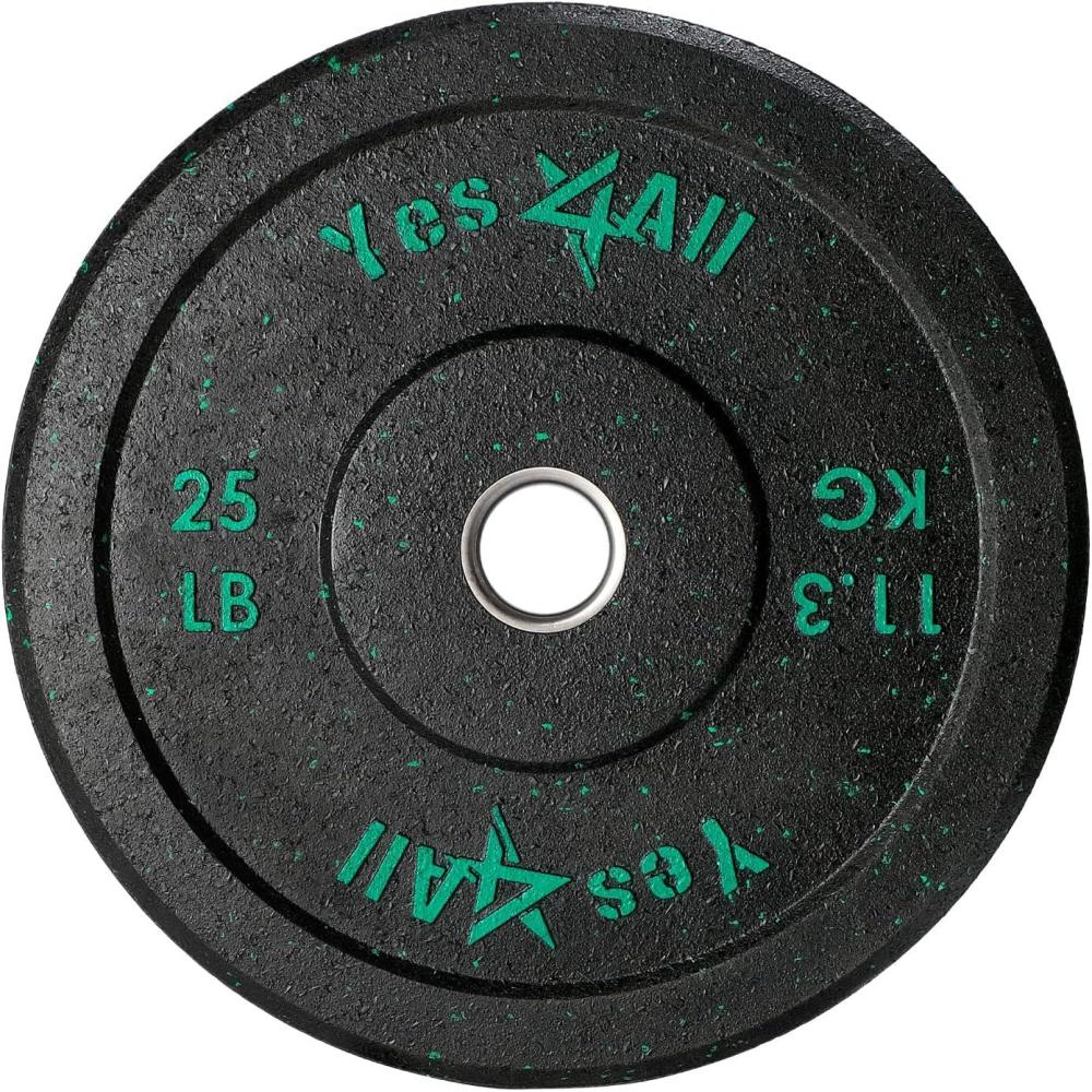 imageYes4All 2quot Bumper Plate 10190 LB Olympic Rubber Weight Plate with Steel Hub for WeightLifting Strength Training Home Gym Less Impact Absorb Bounce ampamp Shock Multiple Options25LB