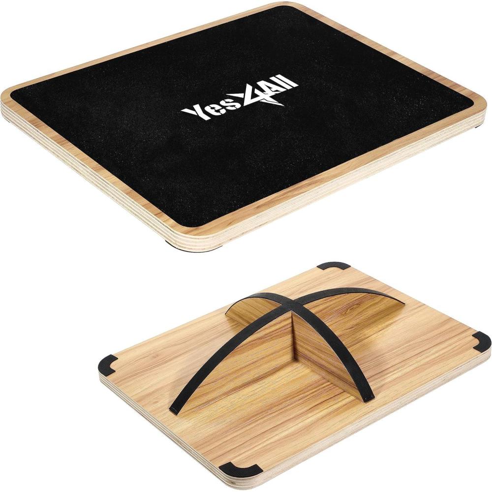 imageYes4All 350LBS Professional Wooden Balance Board for Leg Workout AntiSlip Rocker Board Wobble Board for Standing DeskD 360 Degree Rotation