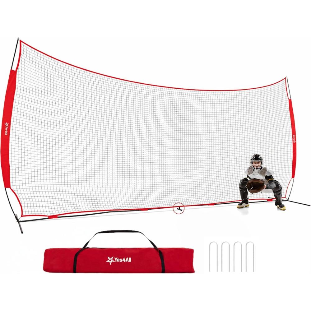 imageYes4All Backstop Net for Backyard 12x9ft Large Lacrosse Backstop Durable Knotless Net with Strong Frame 4 U Nails ampamp Carry Bag  Ideal for Golf Baseball Basketball Soccer Hockey20x10ft
