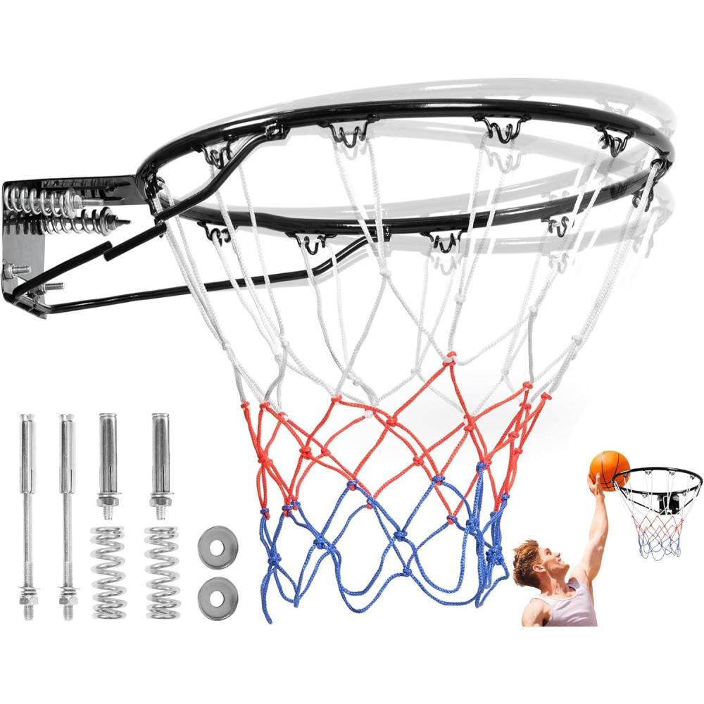 imageYes4All Basketball Net 18Inch HeavyDuty Basketball Rim Replacement for Indoor ampamp Outdoor Use Fits Youth ampamp Adult Hoops  Fixed ampamp Breakaway Options Bolts IncludedBreakaway