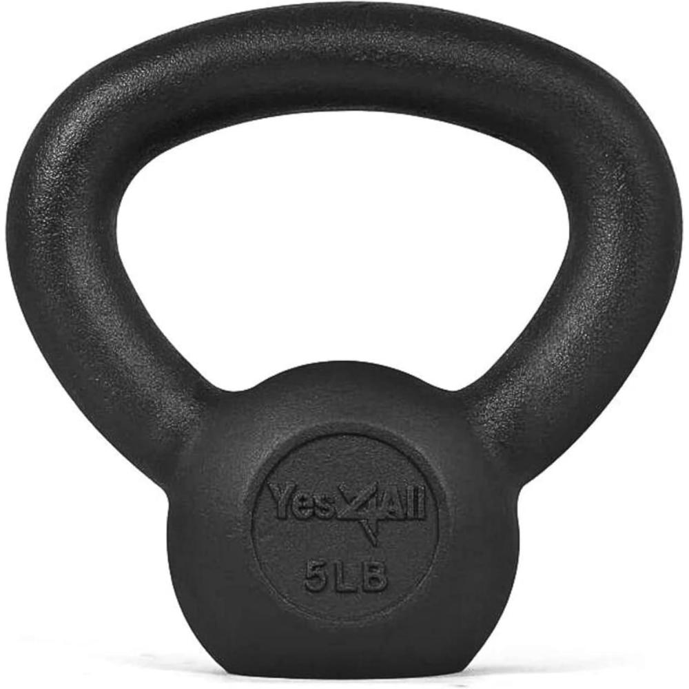 imageYes4All Cast Iron Kettlebell Strength Training Kettlebells 580 Lb 5101520253035404550607080 Lb for Full Body Workout Push up Strength Training  Single ampamp Kettlebell Set of 2 for MenABlack 5lbs