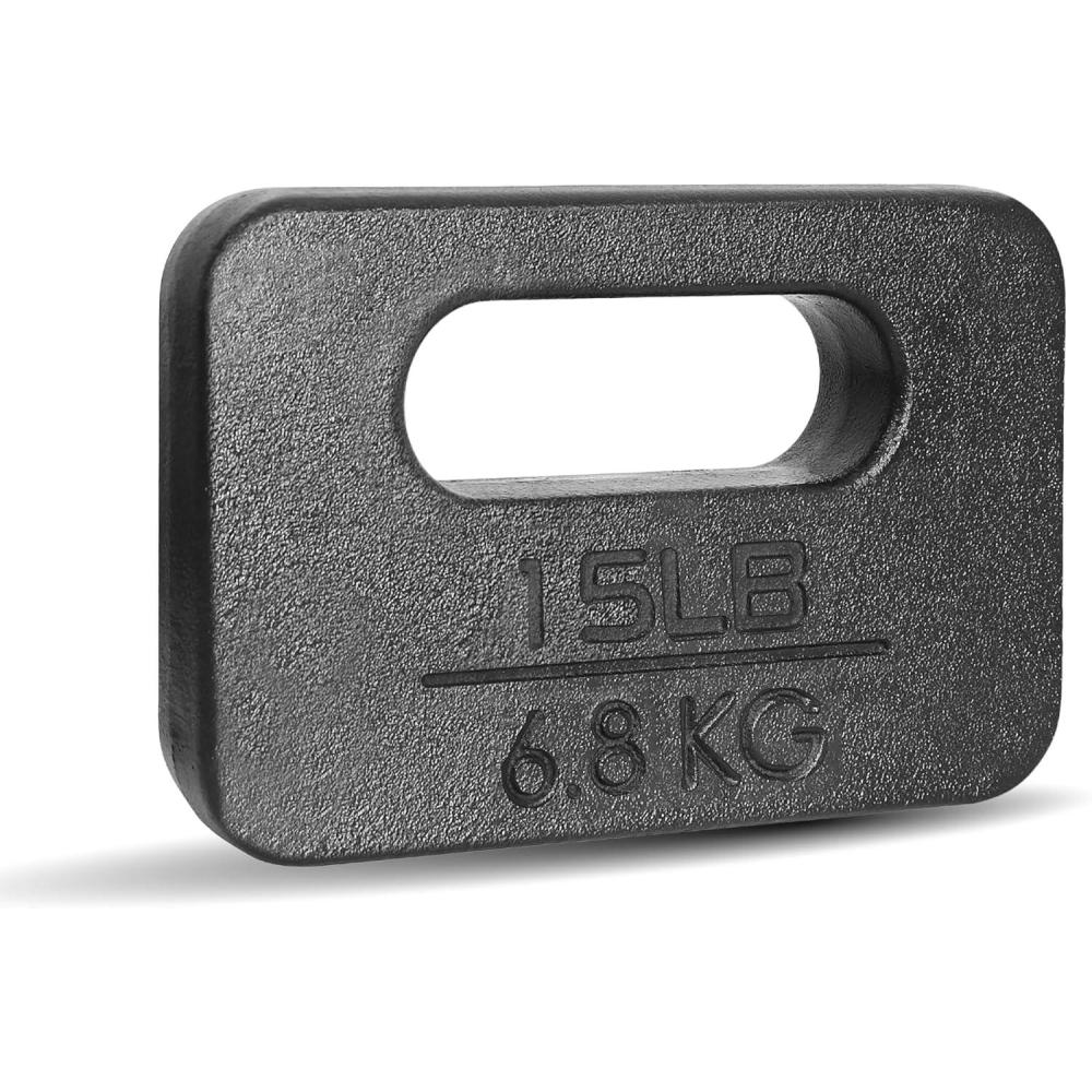 imageYes4All Cast Iron Rucking Weight for Backpack Training Weight Plate with Ergonomic Rounded Handle Protective Glossy Finish for Weighted Walking Hiking Rucking Resistance Workout 10 LBB 15LB