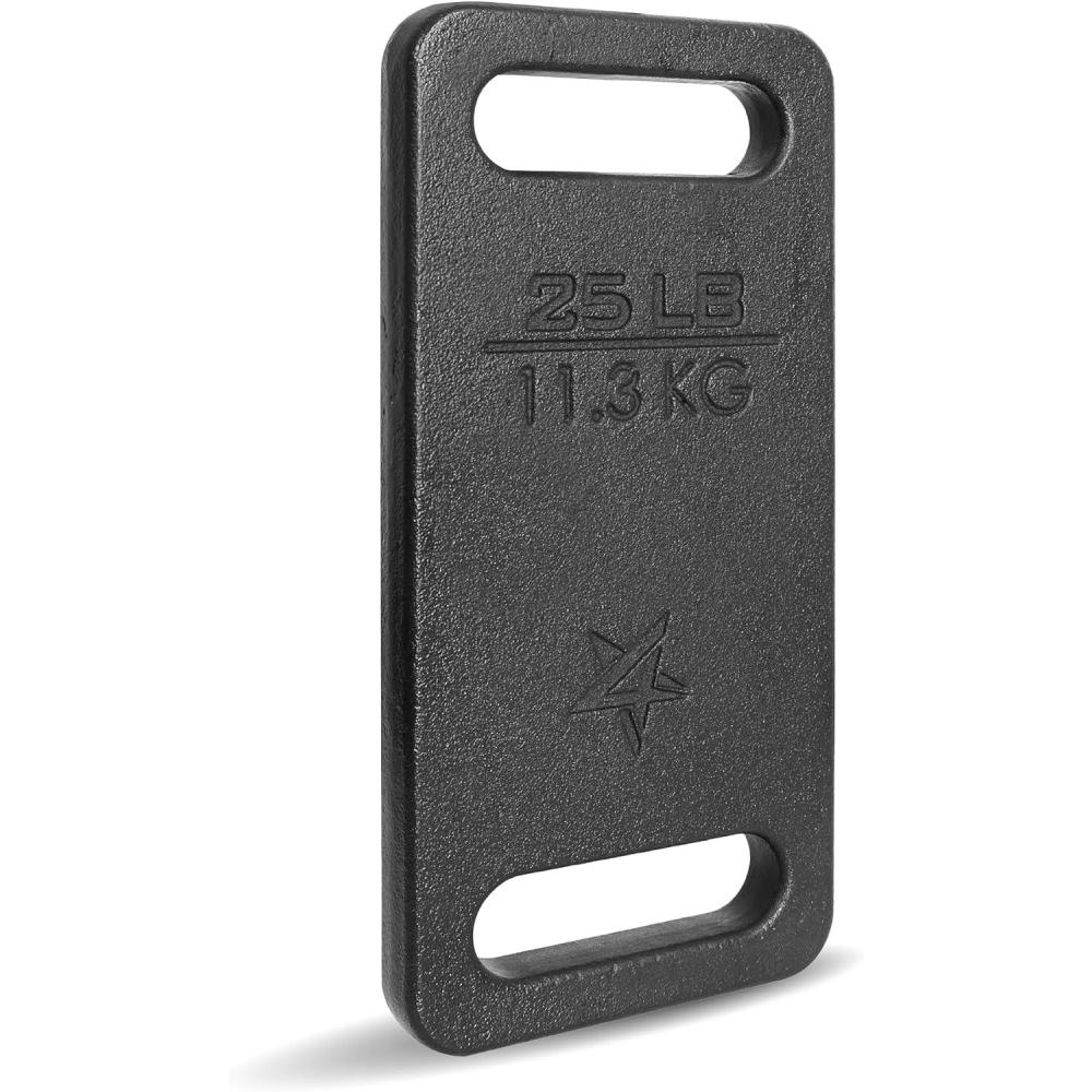 imageYes4All Cast Iron Rucking Weight for Backpack Training Weight Plate with Ergonomic Rounded Handle Protective Glossy Finish for Weighted Walking Hiking Rucking Resistance Workout 10 LBD 25LB