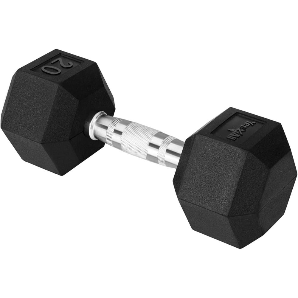 imageYes4All Chrome Grip Encased Hex Dumbbells Hand Weights With AntiSlip 550 LBS Single20 Pounds Single