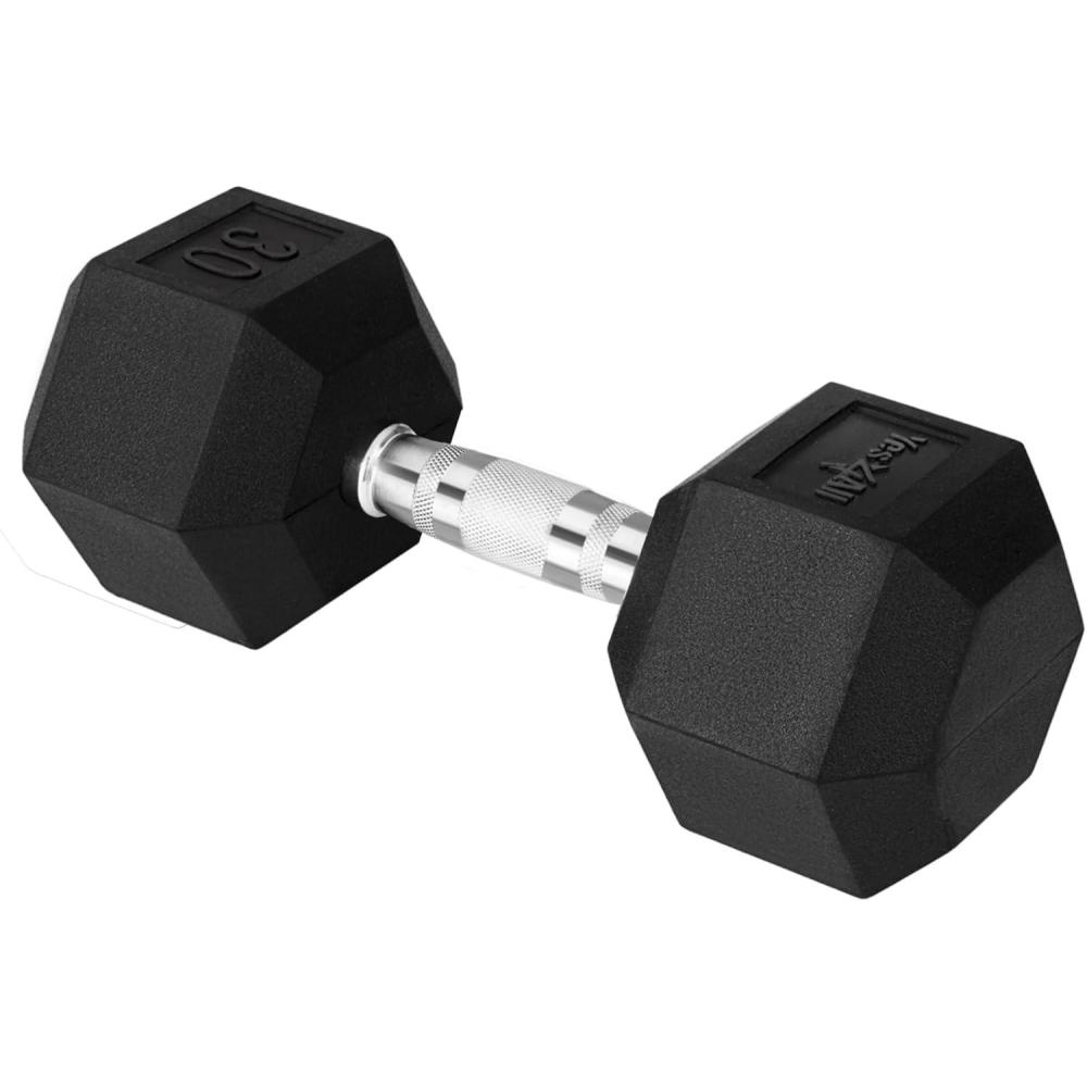 imageYes4All Chrome Grip Encased Hex Dumbbells Hand Weights With AntiSlip 550 LBS Single30 Pounds Single