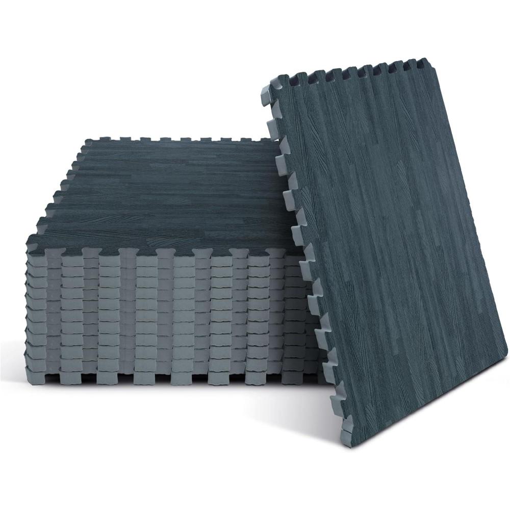 imageYes4All EVA Interlocking Mats Puzzle Floor Tiles Foam Floor Padding with Border for Furniture Home Space Living Room GarageJ 48 Square Feet 12 Tiles  Carbon