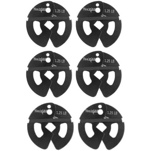 imageYes4All Fractional Weight Plates Set Available In Steel And Rubber Set of 246 Plates in 125LB 25LB or 5LB Sizes Micro Change Plates for Dumbbell and Olympic Barbell WeightliftingC 125LB x 6pcs Steel