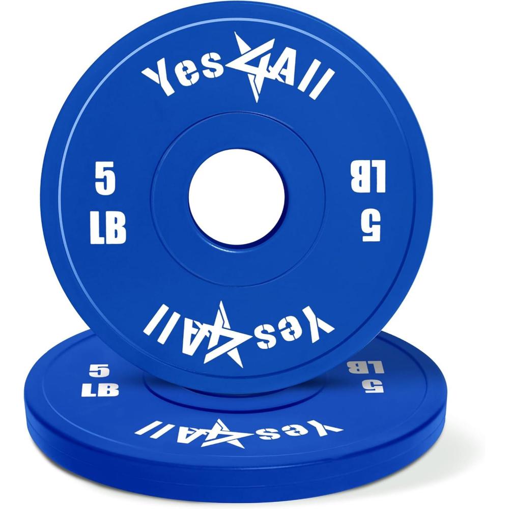 imageYes4All Fractional Weight Plates Set Available In Steel And Rubber Set of 246 Plates in 125LB 25LB or 5LB Sizes Micro Change Plates for Dumbbell and Olympic Barbell WeightliftingK 5LB x 2pcs Rubber