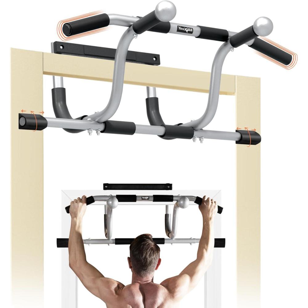imageYes4All Heavy Duty Wall Mounted Pull Up Bar Over Door Pull Up Bar for Doorway Multi Grip Chin Up Bar Sturdy Strength Training Bars ampamp Durable Gym Bar for Home ExerciseElevated Doorway Pull Up Bar