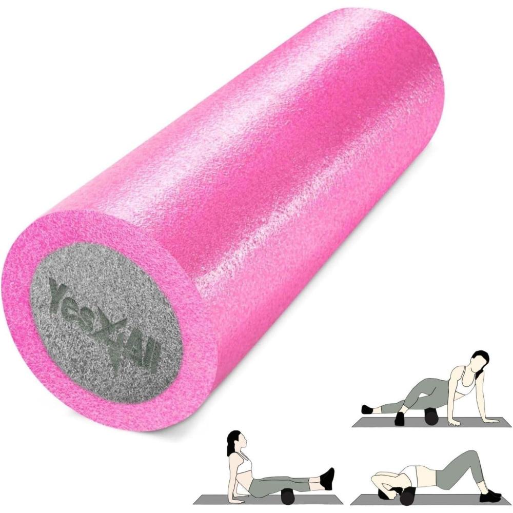 imageYes4All HighDensity EPP Round Back Roller Foam Exercise Foam Roller for Yoga Pilates ampamp Stretching 12 18 24 36 inch18 Inches PinkGrey