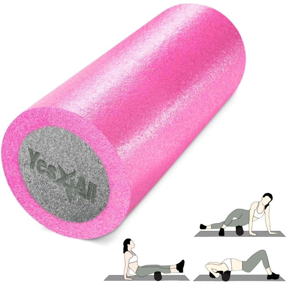 imageYes4All HighDensity EPP Round Back Roller Foam Exercise Foam Roller for Yoga Pilates ampamp Stretching 12 18 24 36 inchPinkGrey
