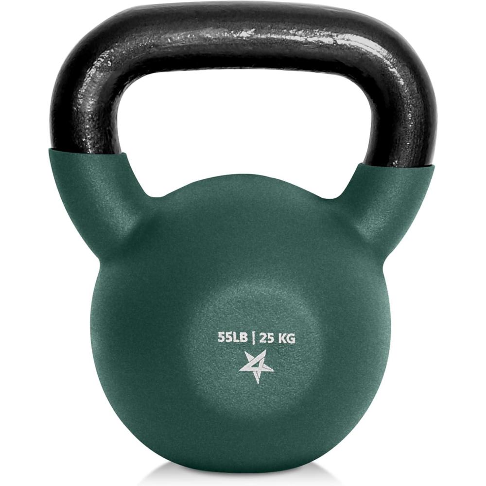 imageYes4All Kettlebell 565 LB Neoprene Coated Cast Iron Kettlebells Wide Grip Handle ampamp Flat Bottom for Swings Squats Deadlifts Push Ups ampamp Full Body Training at Home Gym Single ampamp SetM 55LB Dark Blue