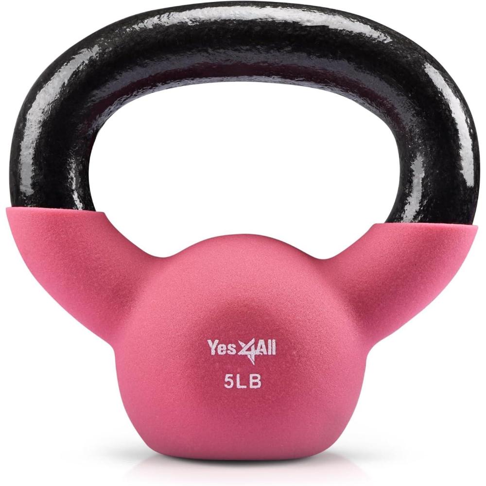 imageYes4All Kettlebell 565 LB Neoprene Coated Cast Iron Kettlebells Wide Grip Handle ampamp Flat Bottom for Swings Squats Deadlifts Push Ups ampamp Full Body Training at Home Gym Single ampamp SetA1 5LB Fruit Dove