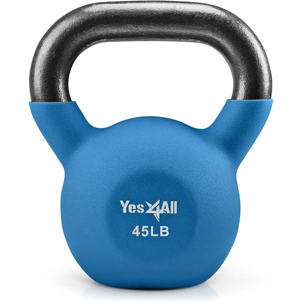imageYes4All Kettlebell 565 LB Neoprene Coated Cast Iron Kettlebells Wide Grip Handle ampamp Flat Bottom for Swings Squats Deadlifts Push Ups ampamp Full Body Training at Home Gym Single ampamp SetJ 45LB Skydiver