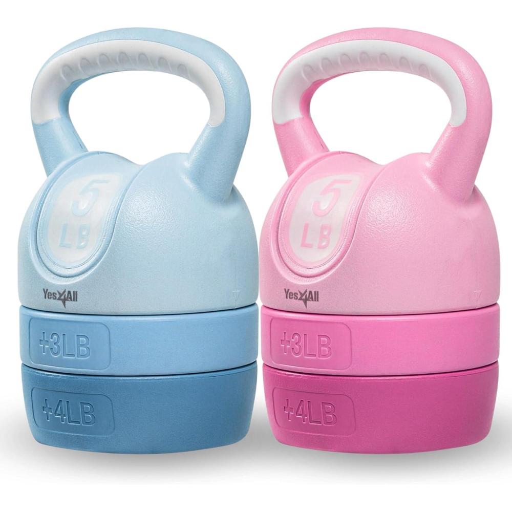 imageYes4All Kettlebell Sets  Adjustable Kettlebell Set for Strength Training  Kettlebells Adjustable Weight for Versatile WorkoutsPink  Teal Set