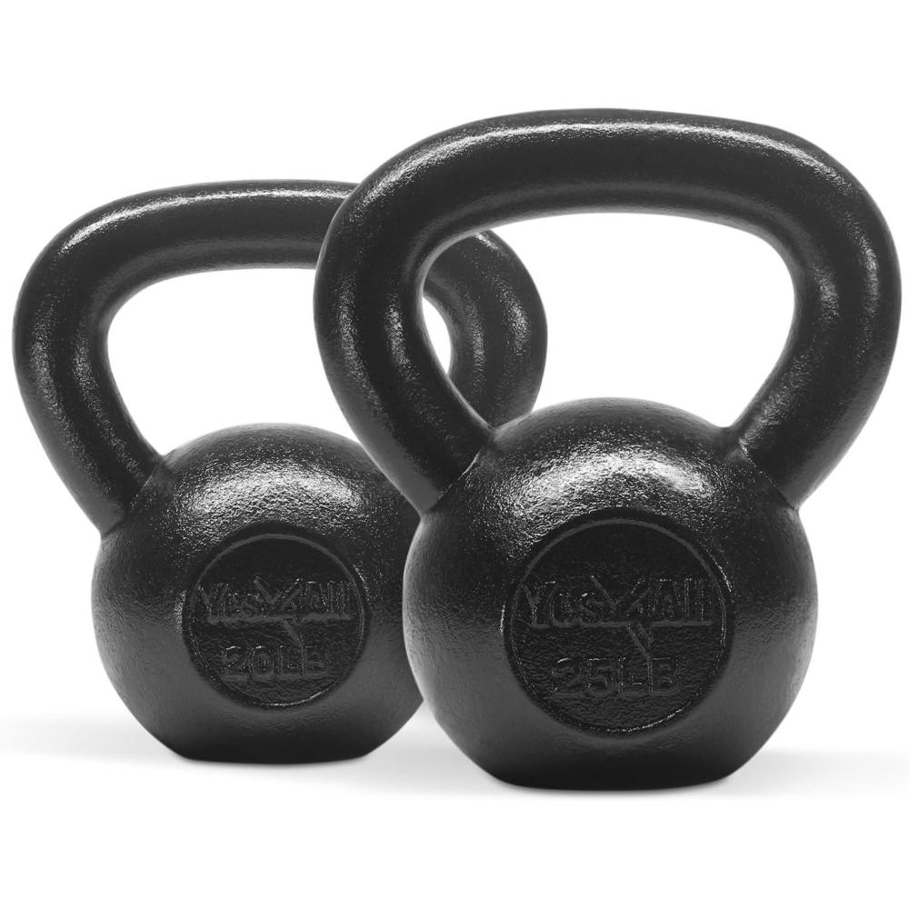 imageYes4All Kettlebell Sets 5 10 15 20 25 30 LB Cast Iron Strength Training Kettlebells Wide Handles ampamp Flat Bottom MultiLevel from Beginners to Pros for Strength Training ampamp Home GymC 20 25 lbs