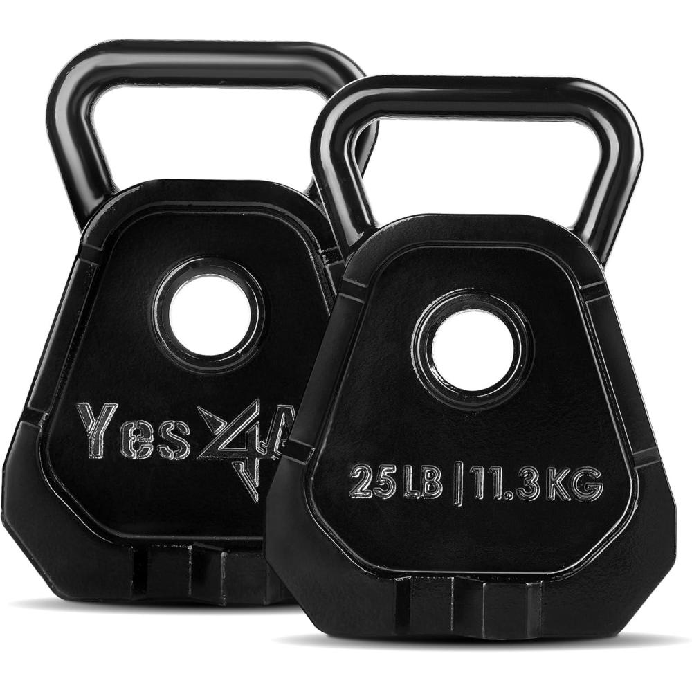 imageYes4All Kettlebell Special Shape Upgraded ampampMultifunctional for Advanced Training Solid Cast Iron Powder Coated Anti Slip Handle Strength Training EquipmentB25lbs Pair