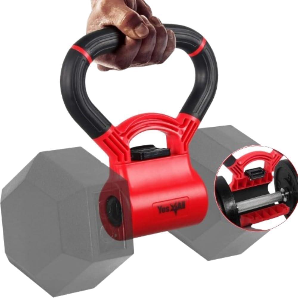 imageYes4All Kettlebells Grip Dumbbell Grip Handle Convert Dumbbells into Kettlebell for Home Gym Kettlebell for Weights PlateC Red Black