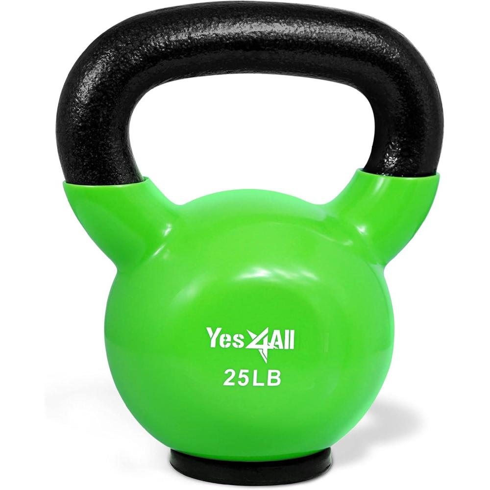 imageYes4All Kettlebells Rubber Base Kettlebell Set for Women Strength Training Kettlebells Weights 1065 lbsF 25LB  Green