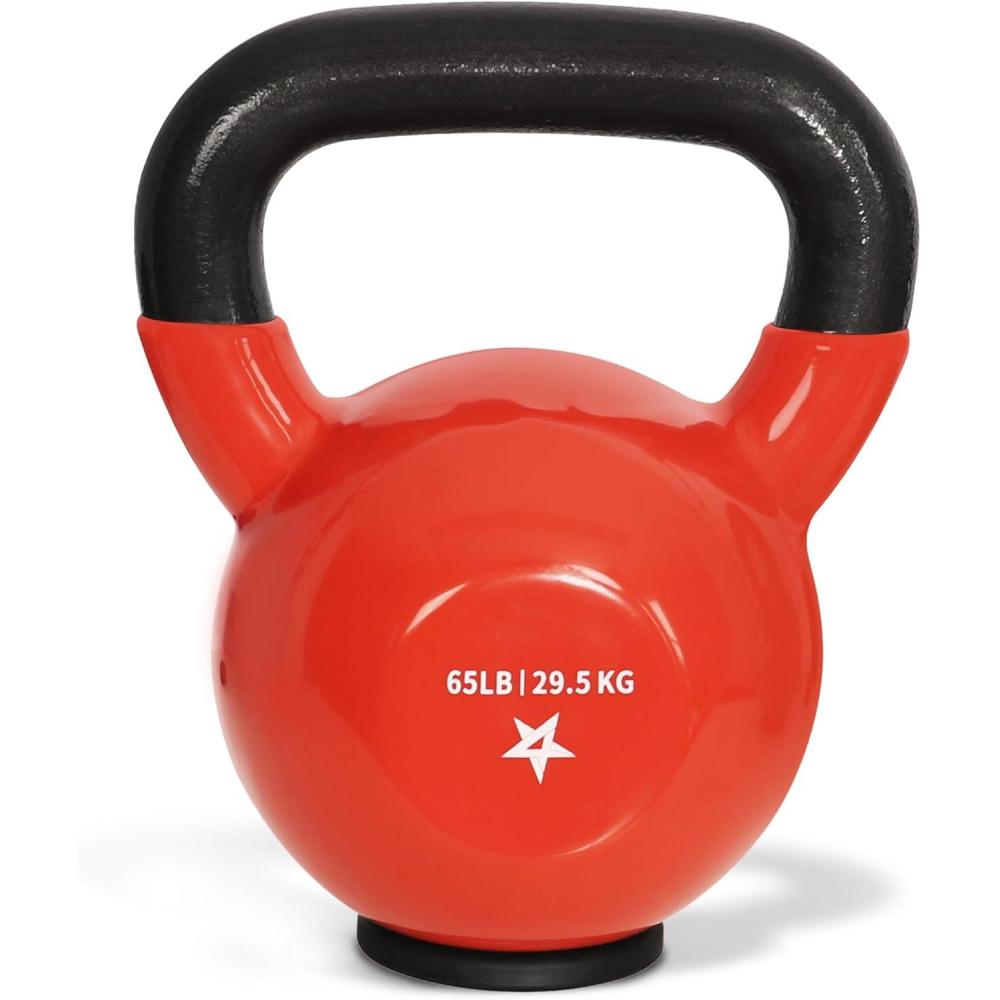 imageYes4All Kettlebells Rubber Base Kettlebell Set for Women Strength Training Kettlebells Weights 1065 lbsO 65LB Dark Red