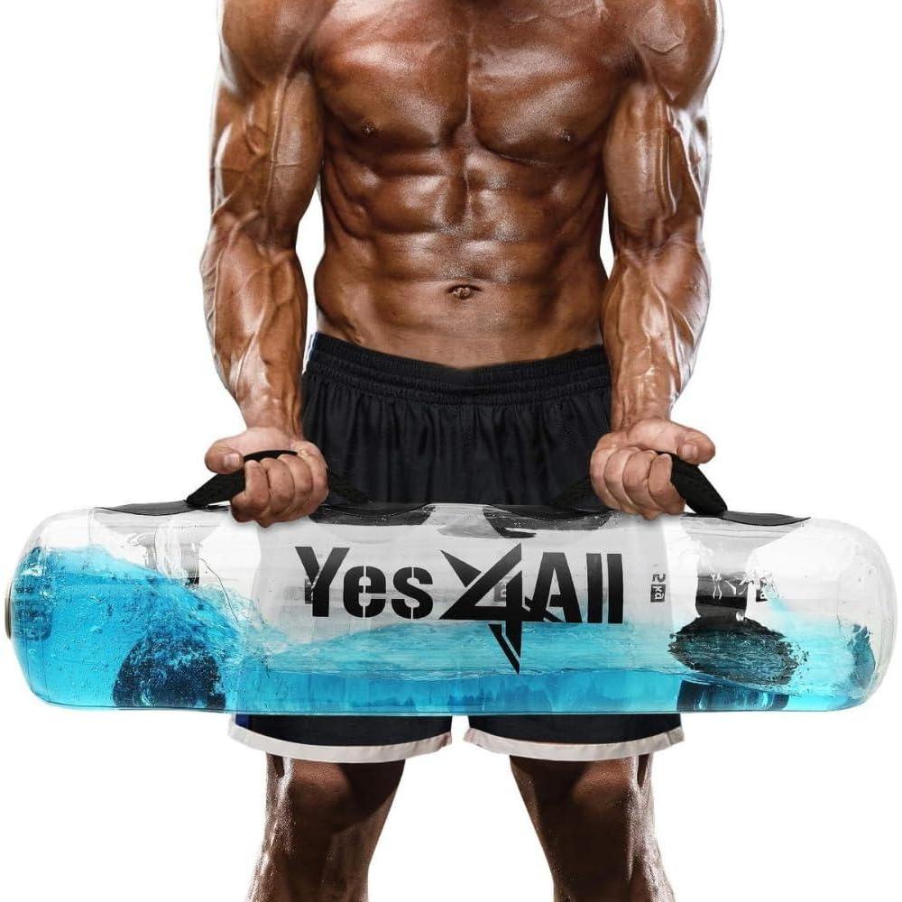 imageYes4All Large Aqua Bags for Workout 354580lbs Ultimate Core Water Weights Aqua Bag Portable Stability Fitness Perfect Agility Durability for Indoors and Outdoors Clear ampamp Dark BlueA Clear 45LB