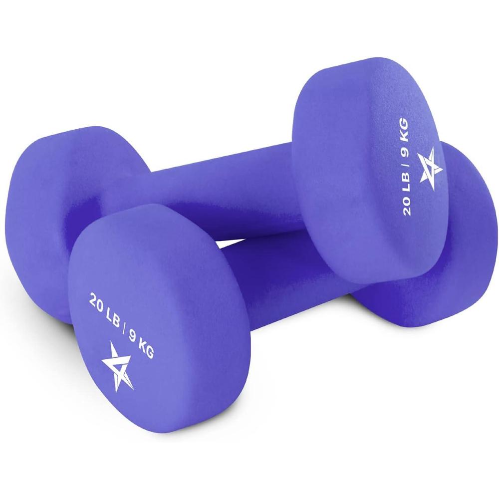 imageYes4All Neoprene Coated Dumbbell Hand Weight Sets of 2 Multiple Weight Options with 15 Colors Antiroll AntiSlip Hexagon ShapeO Medium Dark Blue 20lbs Pair