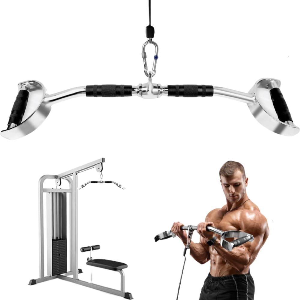 imageYes4All Neutral Paddle Grip LAT Pull Down Bar Range of Motion Spreader Handle Cable AttachmentsB Press Down Bar 27 Inches