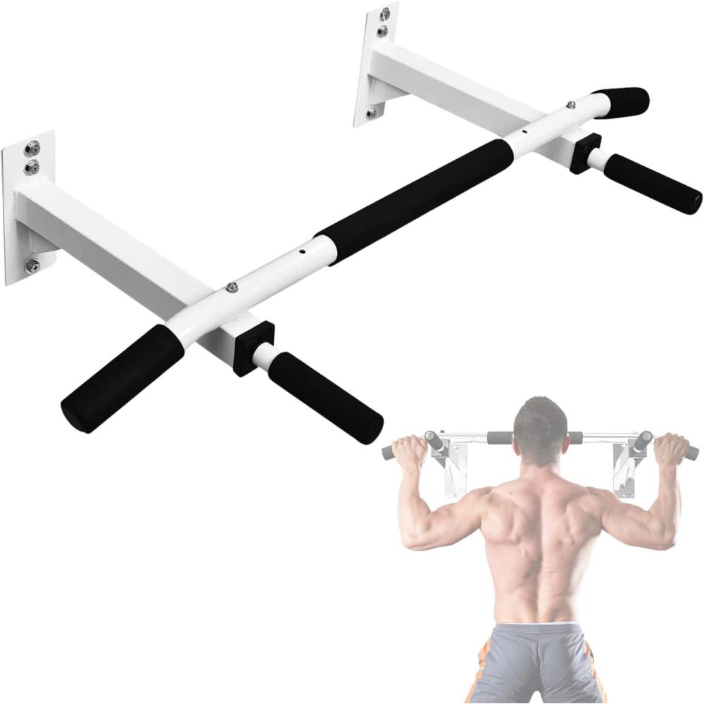 imageYes4All Pull Up Bar Wall Mounted  Multifunctional Wall Mounted Pull Up Bar for Home Gym Workout Strength Training EquipmentC Standard  White
