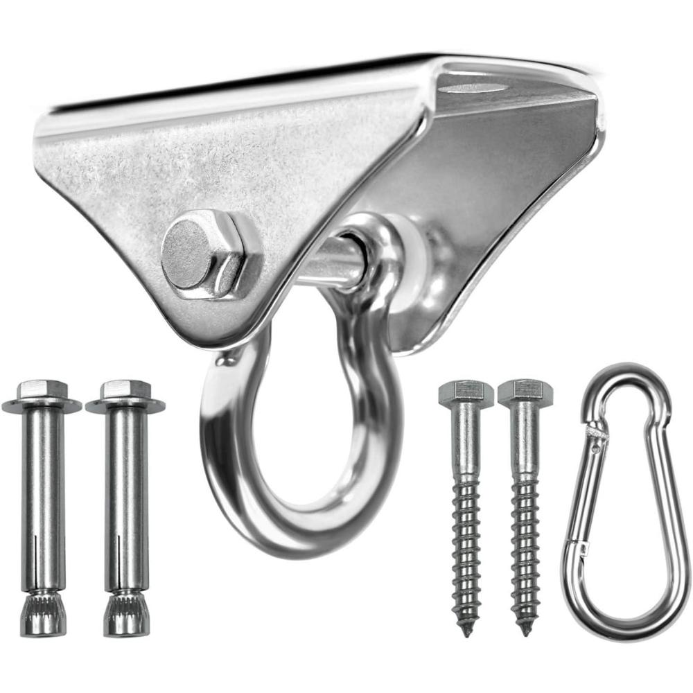 imageYes4All Punching Bag Hanger Stainless Steel Swivel Chain with 4 Snap Hooks for Heavy Bag Gym Swing Trapeze and HammockHangers 180 Degree Rotation