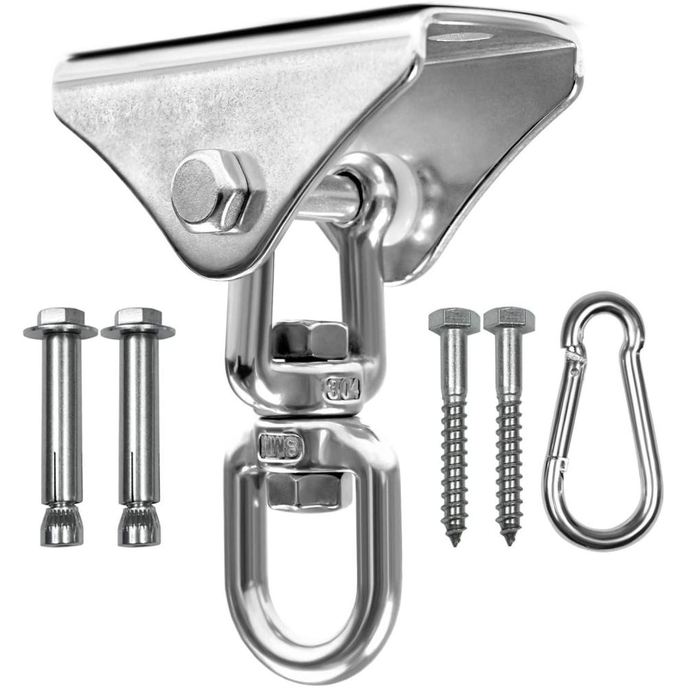 imageYes4All Punching Bag Hanger Stainless Steel Swivel Chain with 4 Snap Hooks for Heavy Bag Gym Swing Trapeze and HammockHangers 360 Degree Rotation