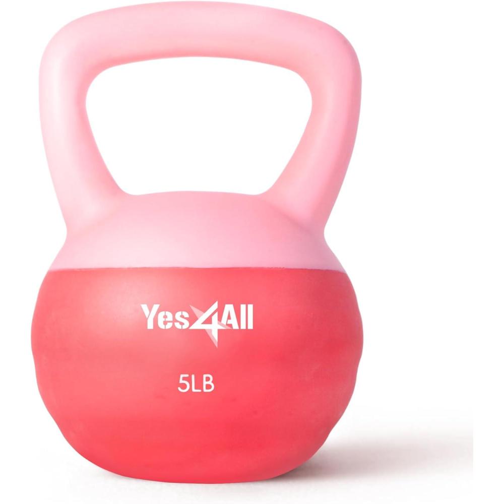 imageYes4All Soft Kettlebell PVC Kettlebells Exercise Weights ampamp ColorCoded Strength Training Kettlebells with 4 Options 5101520lb Gentle Hand Weights for Women at Home05lb  Pink