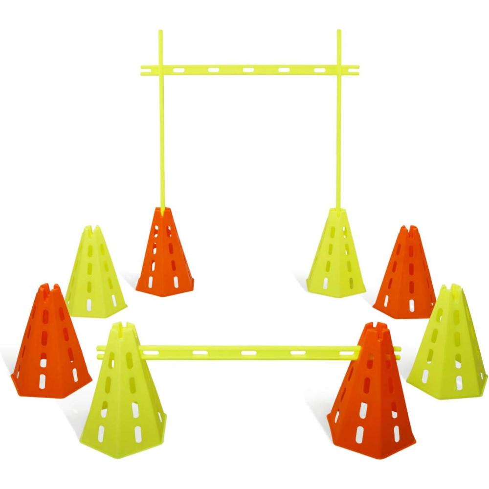imageYes4All Speed and Agility Training Equipment Set Hurdles and Cones for Athletes in Soccer Basketball FootballA 8 Green Orange Cones 4 Bars