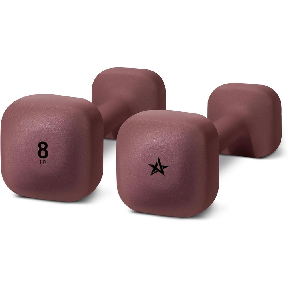 imageYes4All Square Neoprene Dumbbell Set for WomenMen Workout Hand Weight Dumbbells Set of 2 2lb  20lb with 4 Colors AntiRoll AntiSlip Exercise Dumbbells Weights for Home GymD 8lbs  Brown