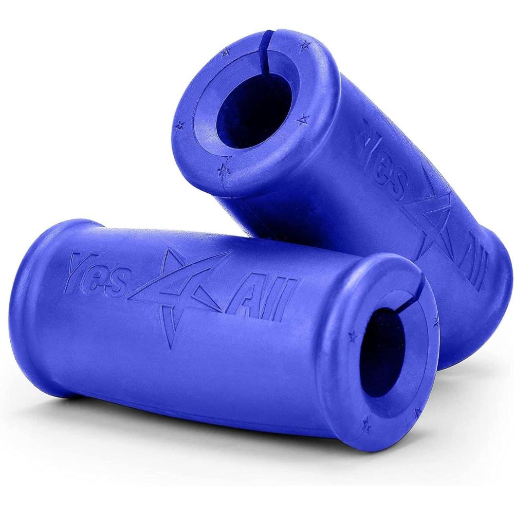 imageYes4All Thick Dumbbell Handles Grips Firm Rubber Barbell Grips Great for Increasing Forearm Strength Weightlifting Muscle Building Cable AttachmentsBlue