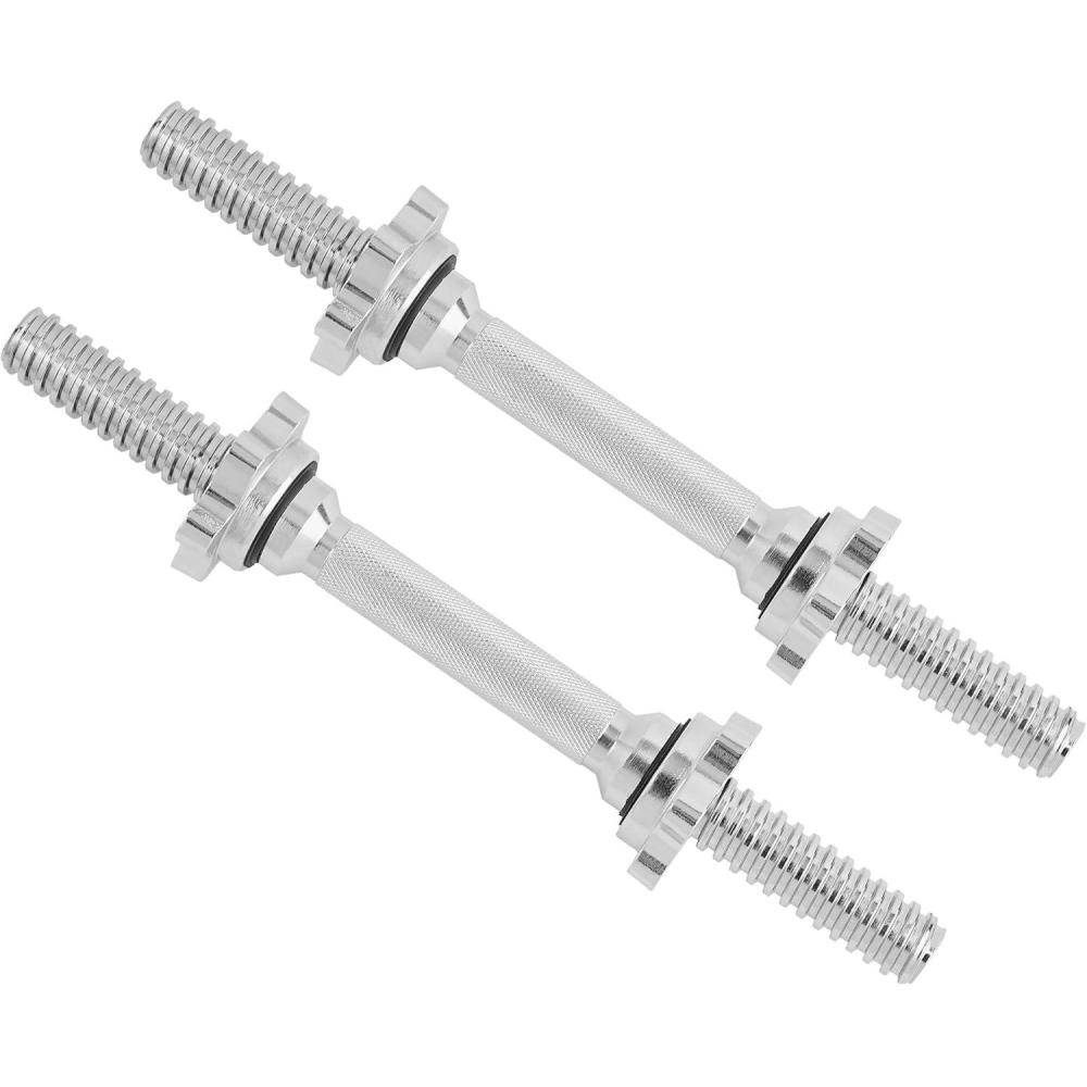 imageYes4All Threaded Dumbbell Handles 14161824 Inch Dumbbell Bar Pair ChromeRubber Grip Fit 1 or 115quot Plates 4 StarLock Collars with LooseResistant Rubber TrimsChrome