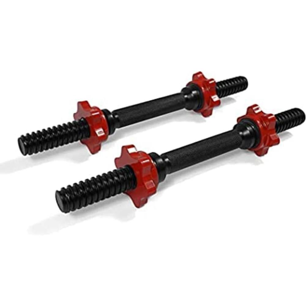 imageYes4All Threaded Dumbbell Handles 14161824 Inch Dumbbell Bar Pair ChromeRubber Grip Fit 1 or 115quot Plates 4 StarLock Collars with LooseResistant Rubber TrimsChrome  Black