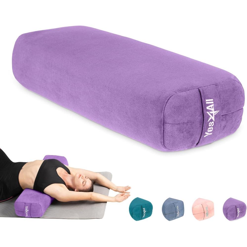 imageYes4All TripleLayer Sponge Yoga Bolster Pillow for Restorative Yoga ampamp Meditation  Versatile Yoga Support Pillow Balance ampamp Poses ModificationD Purple