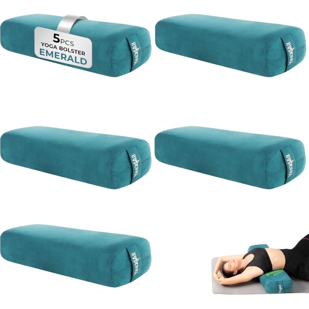 imageYes4All TripleLayer Sponge Yoga Bolster Pillow for Restorative Yoga ampamp Meditation  Versatile Yoga Support Pillow Balance ampamp Poses ModificationF Set of 5 Emerald