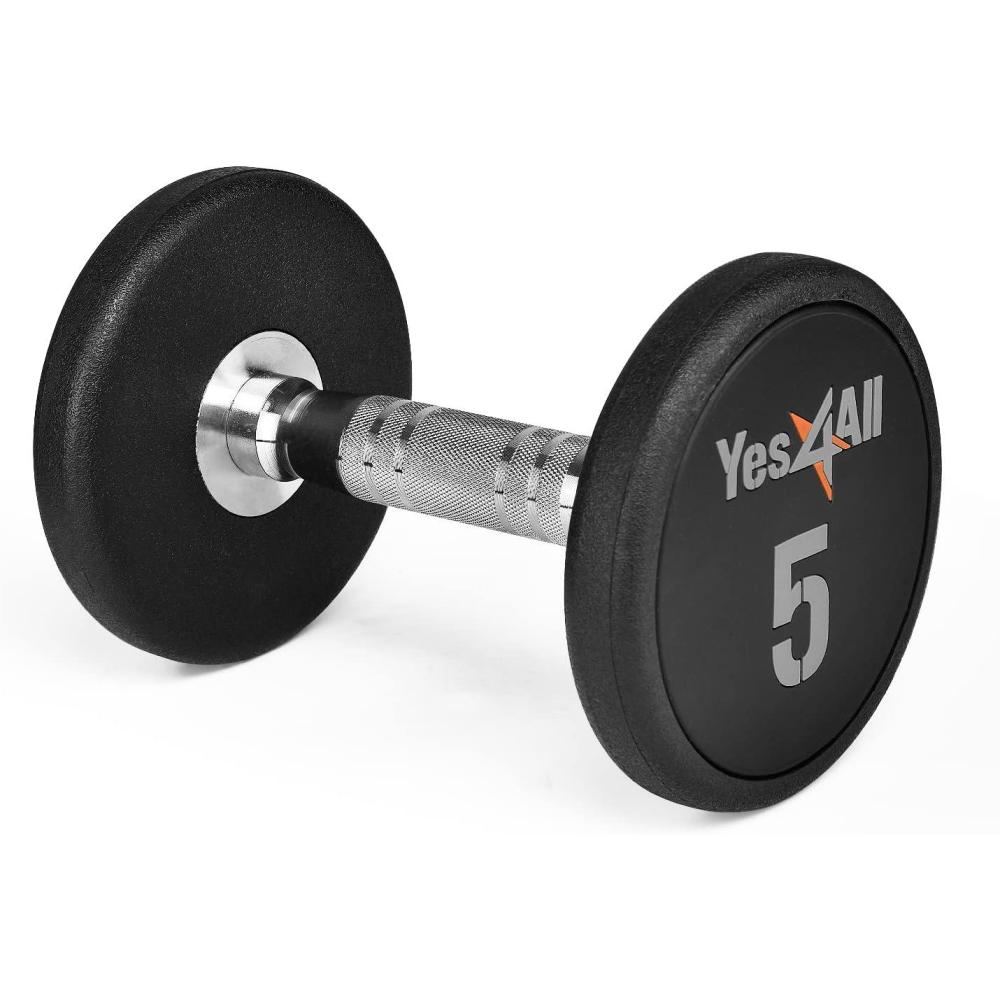 imageYes4All Urethane Dumbbell with AntiSlip Knurled Handle 550 LB for Muscle Building  Sold IndividuallyA 5 Pounds