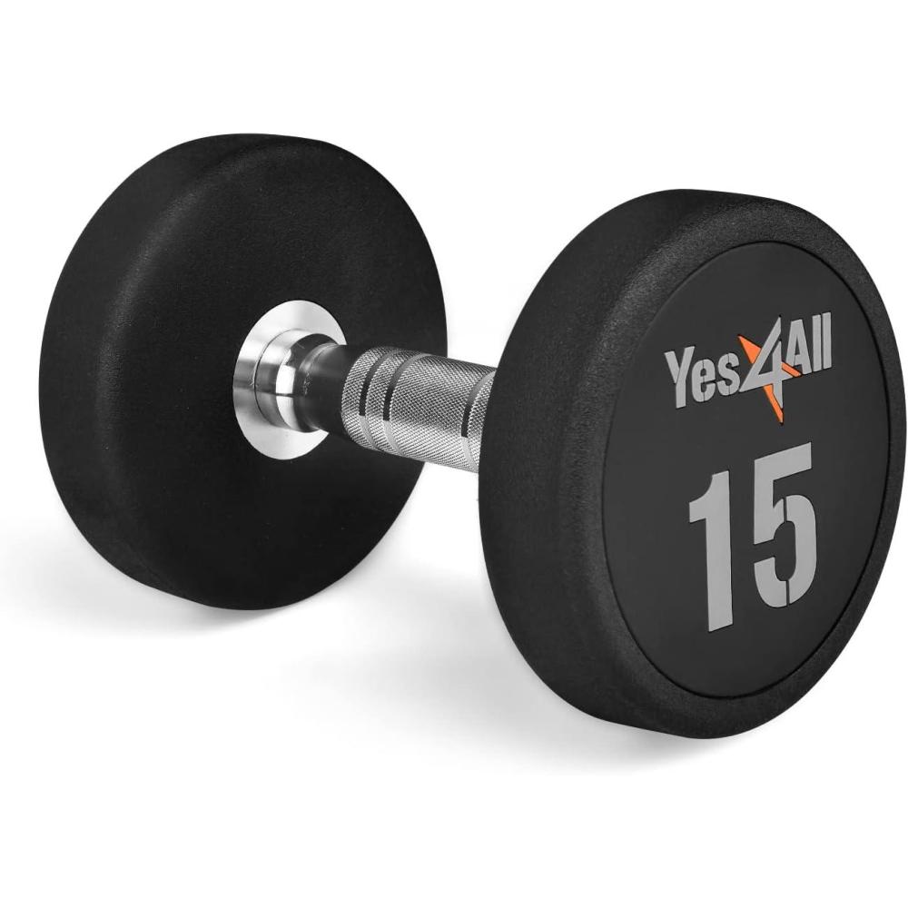 imageYes4All Urethane Dumbbell with AntiSlip Knurled Handle 550 LB for Muscle Building  Sold IndividuallyC 15 Pounds
