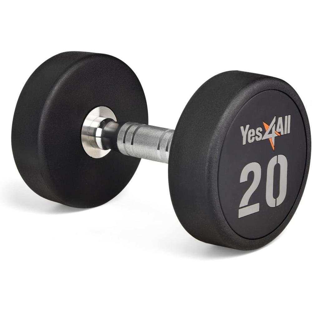 imageYes4All Urethane Dumbbell with AntiSlip Knurled Handle 550 LB for Muscle Building  Sold IndividuallyD 20 Pounds