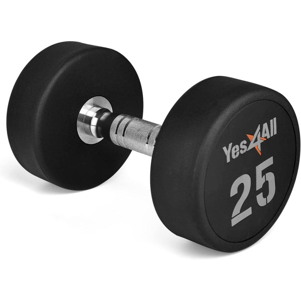 imageYes4All Urethane Dumbbell with AntiSlip Knurled Handle 550 LB for Muscle Building Sold IndividuallyE 25 Pounds