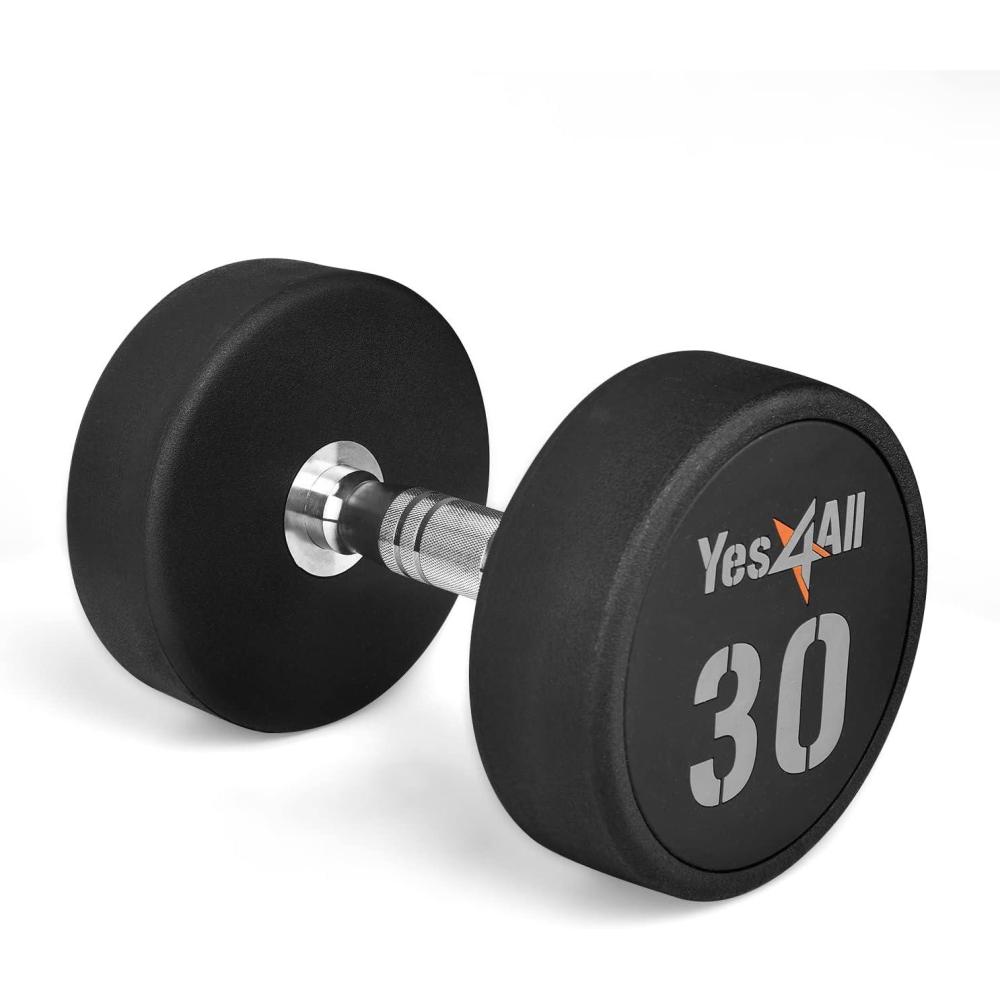 imageYes4All Urethane Dumbbell with AntiSlip Knurled Handle 550 LB for Muscle Building  Sold IndividuallyF 30 Pounds