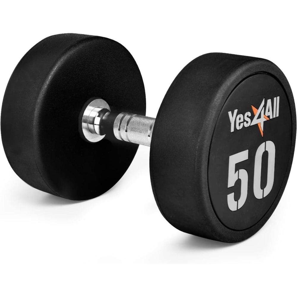 imageYes4All Urethane Dumbbell with AntiSlip Knurled Handle 550 LB for Muscle Building  Sold IndividuallyJ1 50 Pounds