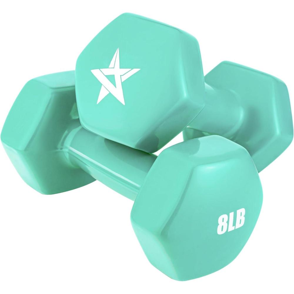 imageYes4All Vinyl Hexagon Dumbbell  Dumbbells Set of 2 Hand Weights for Home Gym ampamp Strength Training 215 lbs Weight OptionsD 8 lbs  Bermuda  Pair