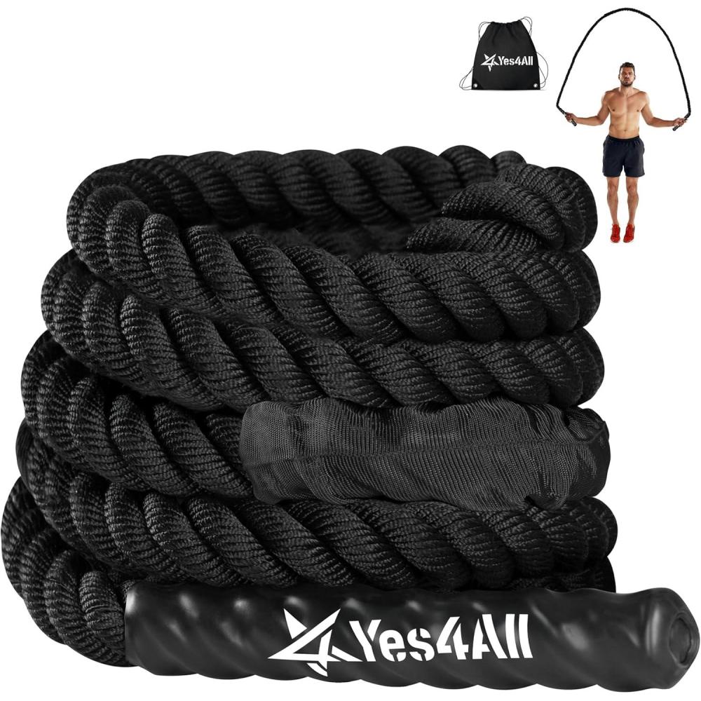 imageYes4All Weighted Jump Rope 28LB Heavy Skipping Rope with AntiSlip Double Layer Handle ampamp Protective Sleeve for Fitness Cardio Muscle Training  Carry Bag Included38 lbs
